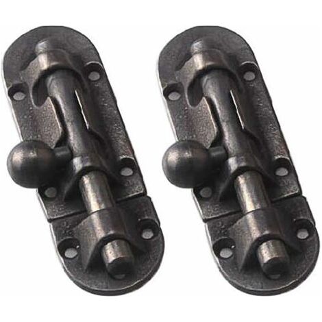 royaluxe- Norcks Boucle De Boulon De Baril Antique Robuste, Loquet De Porte Épaissi En Laiton Massif Vintage, Serrure Coulissante Pour Meubles(Color:Noir)