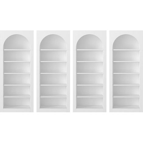 Vente-Unique – Lot de 4 bibliothèques 6 niches – Blanc – Panneau de particule mélaminé – Dimensions 180x74x35 cm – Charge max 10 kg par niche (1/4)