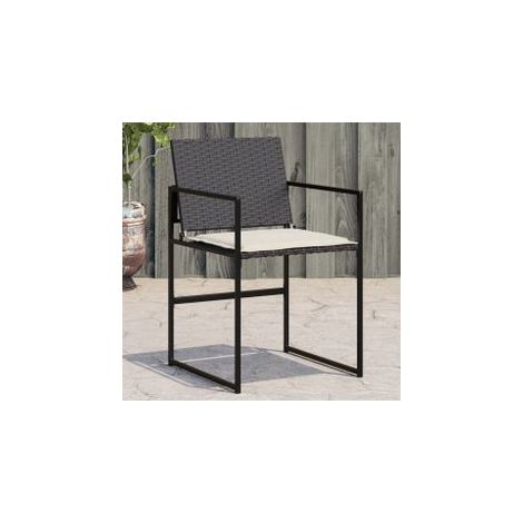 Chaises de jardin lot de 4 avec coussins noir résine tressée (1/5)