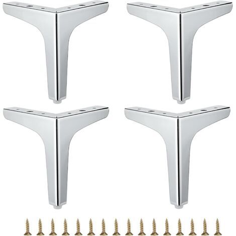 Lot de 4 pieds de meubles en métal – Pieds de meubles modernes pour canapé, chaise, table, armoire, bricolage, pieds de meubles d'angle de rechange robustes pour commode, armoire, lit