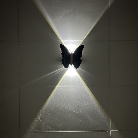 Solar-Wandleuchte für den Außenbereich in Form eines Schmetterlings, LED-Projektionsleuchte, zur Dekoration von Garten, Flur, Gehweg, Terrasse und Balkon (weißes Licht). (1/5)