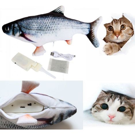 Jouet Chat Poisson Interactif - Capteur Tactile Rechargeable USB - Remplissage Herbe À Chat Intégré - 1 Pièce (1/5)