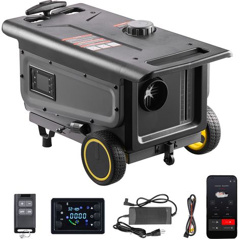 VEVOR Riscaldatore Diesel, Riscaldatore deAria Diesel Portatile All-in-One da 8 kW DC 12 V/24 V con Controllo Tramite App Bluetooth, Telecomando e Schermo LCD, Serbatoio del Carburante da 5 L
