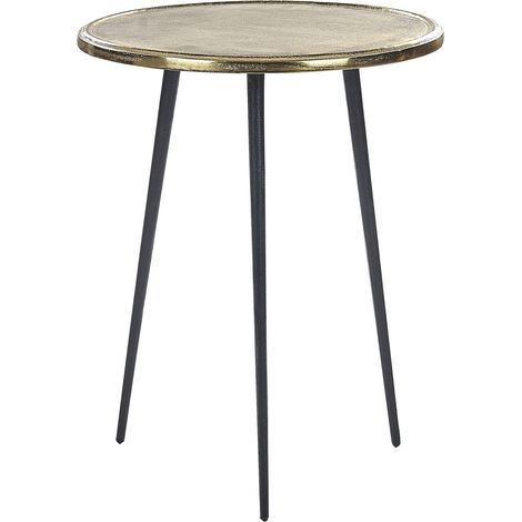Tavolino retro in metallo alluminio e ferro Oro e nero ⌀ 43 cm Telfer