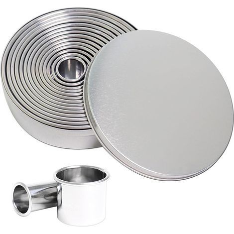 12 emporte-pièces en acier inoxydable – Formes variées – Moules à pâtisserie – Ustensiles à biscuits – Argent (1/5)
