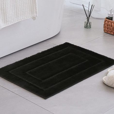 Tapis lavable en machine, absorbant, noir, adapté à la salle de bain et à la douche, antidérapant, 4060cm, doux (1/5)