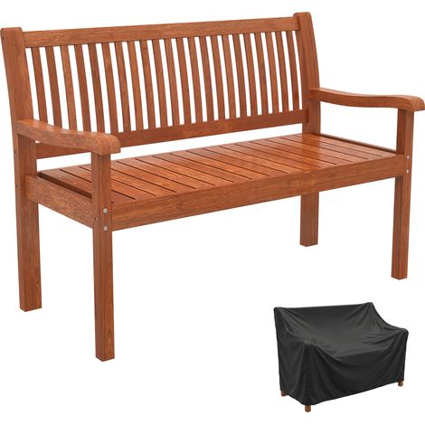 Banc de jardin - Outsunny - 2 places housse imperméable dossier ergonomique - bois - 125 x 62 x 90 cm - marron clair