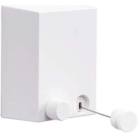 (Blanc) Support de séchage de blanchisserie fixé au Mur de Corde à Linge rétractable extérieure d'intérieur avec la Corde réglable de Corde en Acier de 4.2M / 13.8ft (1/5)