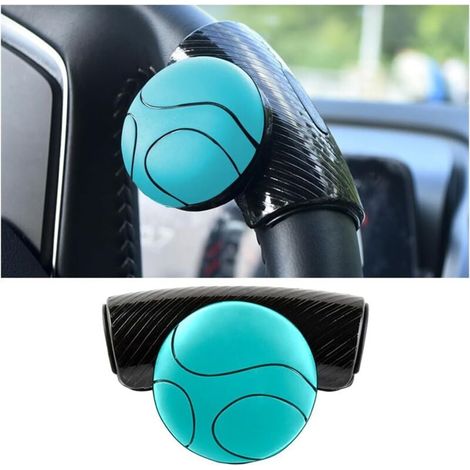 Bouton de volant bleu universel, poignée rotative 360° en silicone pour voiture, camion, semi-remorque et bateau. Accessoire de conduite pratique, rappel de direction, compatible tous véhicules. (1/5)