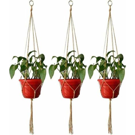4 pcs Suspension Macramé pour Plante, Corde de Coton Plante Cintre, Tissés à la Main Porte Pot de Fleurs pour Maison Bureau Balcon Jardin Intérieur et Extérieur Décoration 105 cm/41 Pouces-Fei Yu (1/4)