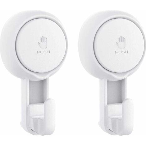 Ganci a ventosa per doccia, ganci a ventosa resistenti (confezione da 2), ganci impermeabili per doccia per spugna, accappatoio, asciugamano, ganci a ventosa riutilizzabili per bagno e cucina (1/4)