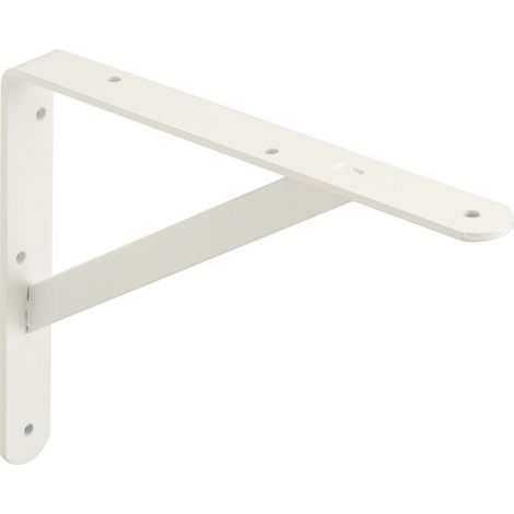 Équerre de fixation en acier blanche 20.5x25cm – Résistance jusqu'à 35kg – Pour tablettes de 15 à 50mm d'épaisseur