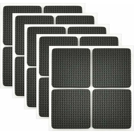 20Pcs Patin Antiderapant Caoutchouc Tampon Caoutchouc Adhesif Patin Feutre Adhésif Patin de Meubles Adhésif pour la Protection des Carreaux, Tables, Planchers de Bois 4.2 x 4.2cm (Noir) , (1/5)