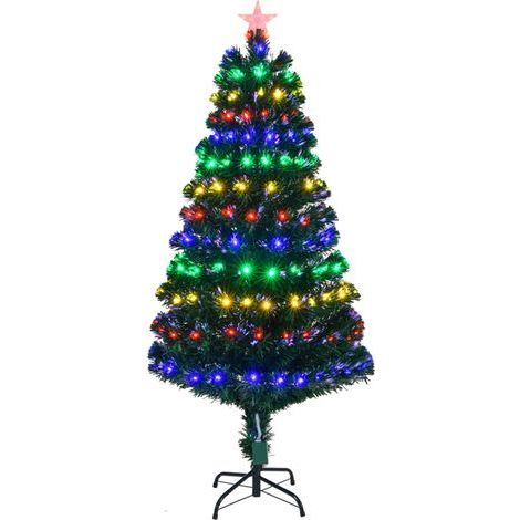 Künstlicher 1,5 m hoher Weihnachtsbaum mit Lichterkette, Glasfaserbeleuchtung, beleuchtetem Stern, 180 LEDs und Zweigspitzen, Weihnachtsdekoration für Zuhause, Büro, Geschäft oder Partys, Grün (1/5)