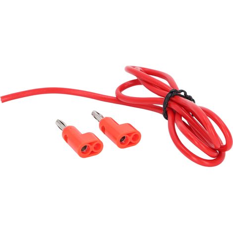 Câble de test électrique en laiton sans soudure avec fiches bananes mâles et mâles de 4 mm, référence J.70005, rouge. (1/5)
