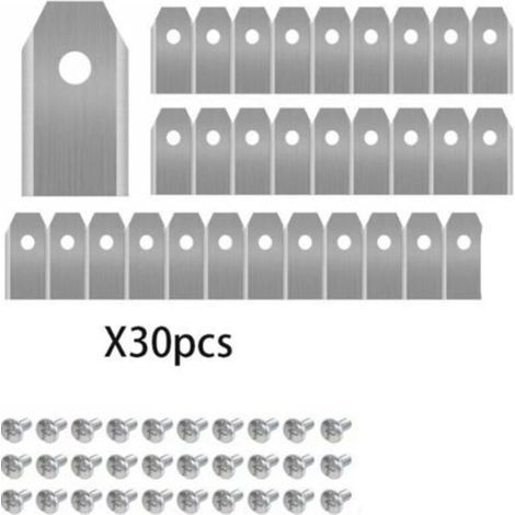 30 x Lames de Couteau en Titane pour Toutes Les Tondeuses Robotiques Husqvarn/Automower/ Yardforce/Gardena(3g-0.75mm) Avec 45 Vis, Lames de Rechange pour Modèles 105,310,315,320,420,430x,r40 (1/4)