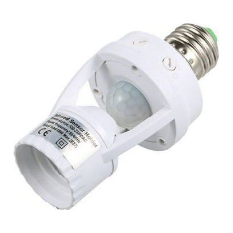 Douille PIR - Détecteur De Mouvement Pour Ampoules E27 - Intérieur - Réglage Temps Et Seuil Lumineux - 1 Pièce