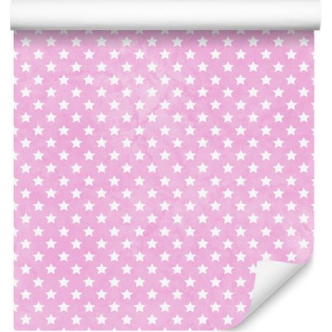 Carta da parati rosa cipria con stelle per soggiorno e camera da letto, 50x1000 cm (1/5)