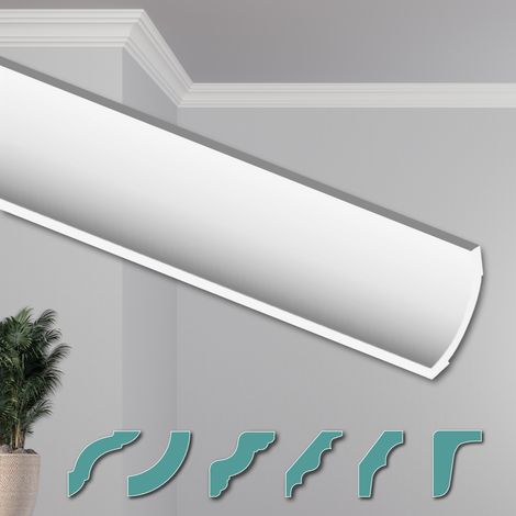 HEXIMO Corniches de Plafond Modernes en Polystyrène XPS Blanc, 2 Mètres Moulures Décoratives Angles: ZG24 - 56 x 56 mm, Paquet économique de 30 mètres