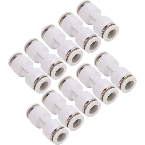 Lot de 10 raccords à pression droits pour tuyau d'air, raccords pneumatiques à dégagement rapide, blancs PU-12