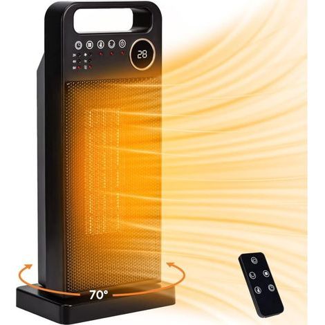 2000W Auxiliary Heater, ECO Ceramic Electric Radiator, PTC Electric Heater, 2-12H Timer, 70° Oscillation, Adjustable Thermostat, Multiple Protections, 3 Modes, Bathroom, Home, Office (1/5)
