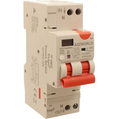 Interruttore Differenziale Magnetotermico WiFi 1P+N con Riarmo Automatico e Display, Salvavita Tipo A Curva C 30mA, 220V 2M, App Tuya con Misure: Corrente Residua, Intensità, Potenza, Tensione, Temper