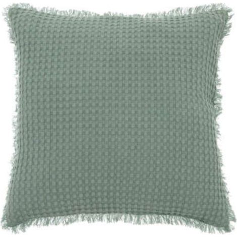 Coussin Nid d'Abeille "Widdy" 45x45cm Vert Céladon (1/3)