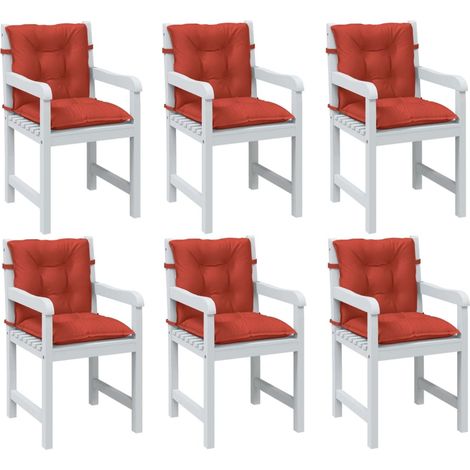 Cojines silla respaldo bajo 6 ud tela rojo melange 100x50x7 cm