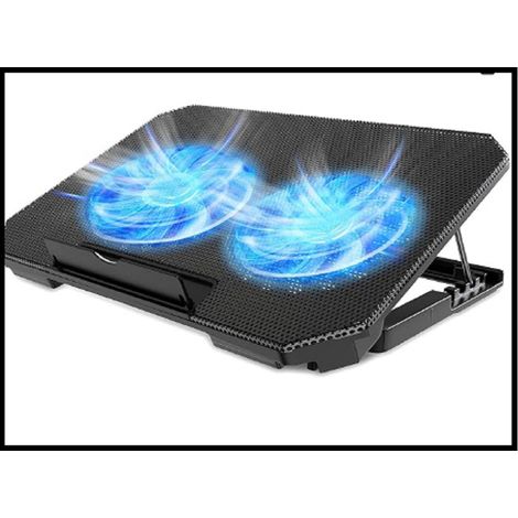 Laptop-Kühlständer, höhenverstellbar, Doppellüfter, leise Kühlung, 2 USB-Anschlüsse, geeignet für Laptops von 12 bis 15,6 Zoll.