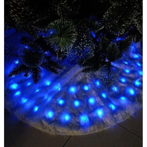 Pelliccia Bianca Tappeto copri piede albero di Natale D 120 e 75 luciLED blu new Gonna base sotto albero natalizio pelliccioso e illuminato (1/5)