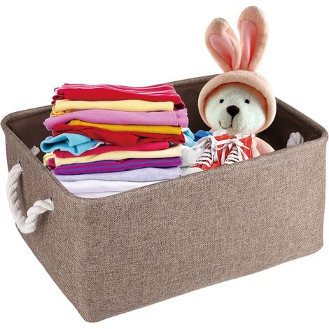Panier de rangement pliable en tissu marron L (1/5)