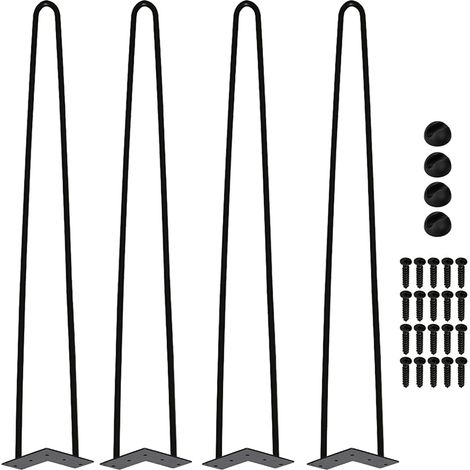 Wolketon 4 Stück tischbeine metall 2-Stange Bein. 61 cm Tischkufen Haarnadel Tischbein 12 mm. Hairpin Legs aus Stahl.schwarz