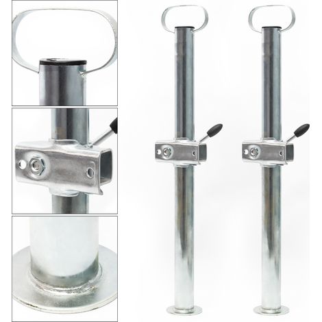 2x Pata apoyo para remolque soporte tubo acero Ø 48 mm 700mm con abrazadera accesorios de remolques (1/5)