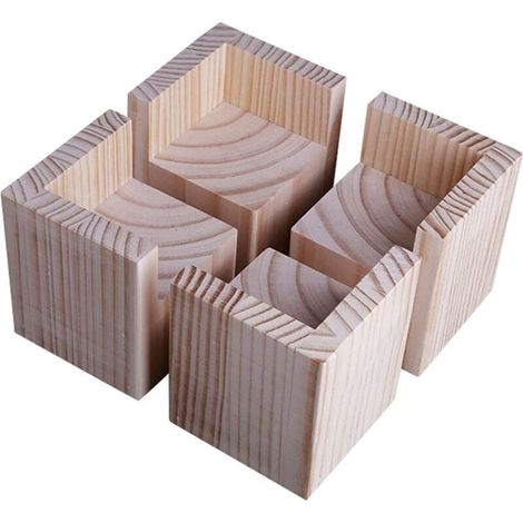 ALLIANDISLot de 4 élévateurs de Meubles Rehausseurs de Meubles en Bois, Lit de Bureau Riser Meubles Pieds de Levage Pieds jusqu'à pour Table de Bureau lit(Size:5x5x5cm)