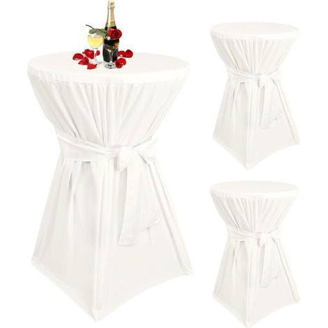 Stehtischhusse 3er-Set Elfenbein für Ø 60-65 cm Stehtische mit Fußtaschen