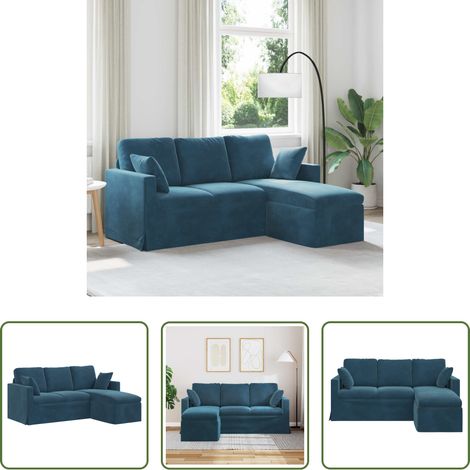 vidaXL Canapé Bleu 178 x 134 x 80 cm Velours (1/5)