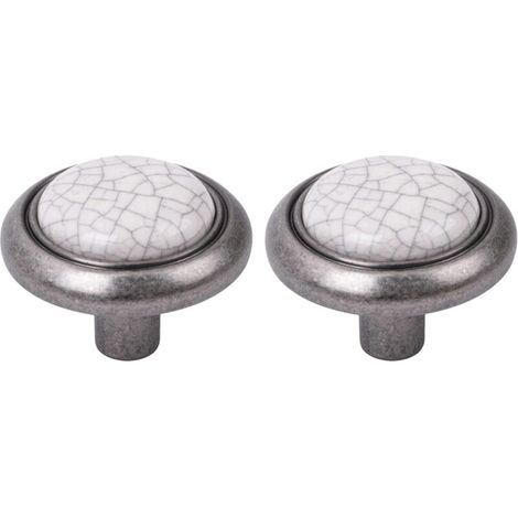 2x Bouton de tiroir finition nickel porcelaine céramique 32 mm avec vis Meuble Vintage Antique Style Porte Poignée Commode Armoire Maison (1/3)