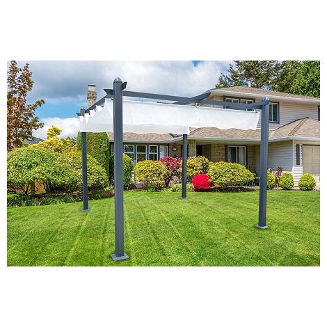 PERGOLA DA GIARDINO IN ALLUMINIO GRIGIO Ral 7016 - cm 400X300cm - ITALFROMGIARD103 (1/4)