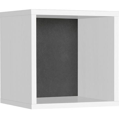 Etagère cube murale coloris blanc, gris anthracite - longueur 33 x profondeur 19 x hauteur 33 cm