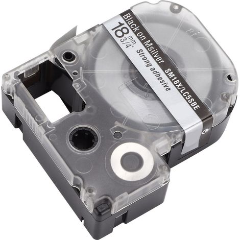 Ruban d'étiquettes PET de rechange pour imprimante d'étiquettes Epson et machine à étiquettes KINGJIM - Noir sur argent (1/5)