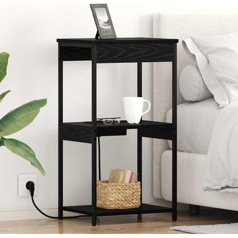 Nachttisch Schwarz Eichen-Optik 41 x 31 x 76 cm Holzwerkstoff