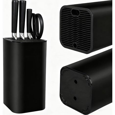 Porte-couteaux noir, organisateur universel de couteaux de cuisine avec 21 emplacements.