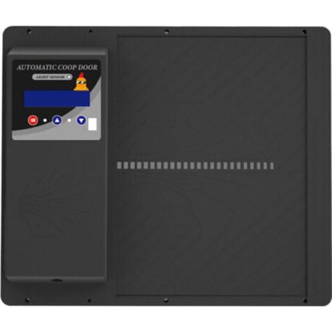 Porte Poulailler Automatique Batterie avec Écran d'affichage LED Programmable Étanche, Porte Automatique Poulailler en Aluminium avec Minuterie, Fonction Anti-pincement, Noir (1/5)