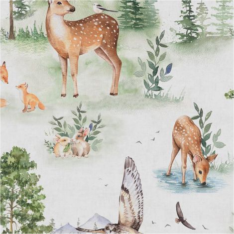 Children wallpaper wall Profhome 771721 non-woven wallpaper smooth with forest motif matt cream beige brown olive green grey blue 5,33 m2 (1/5)