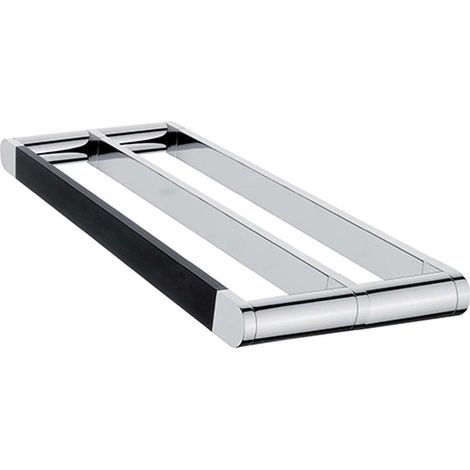 Nimco Nava - Portasciugamani doppio, lunghezza 45 cm, nero opaco/ cromo NA 28046D