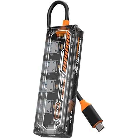 Hub USB 3.0 multiporta Adattatore per stazione hub 4 in 1 da USB tipo C a USB 3.0 a 4 porte con una porta di alimentazione USB C per laptop, unità flash USB, tastiera, mouse, velocità di trasferimento (1/5)