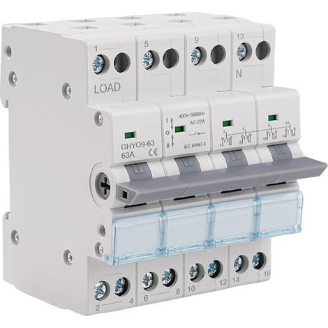 Manual Transfer Switch, Switch 4P 63A GYHO9-63 Power Transfer Switch Dual Electric Selector 400VAC with Power Indicator (1/5)