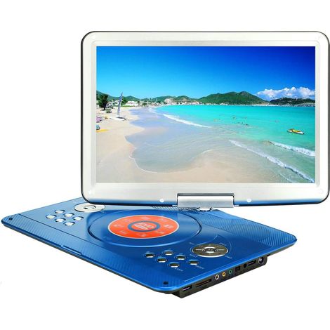 1 Lecteur DVD Portable, écran LCD pivotant 14,1", adaptateur voiture, carte SD, télécommande, voyage enfant