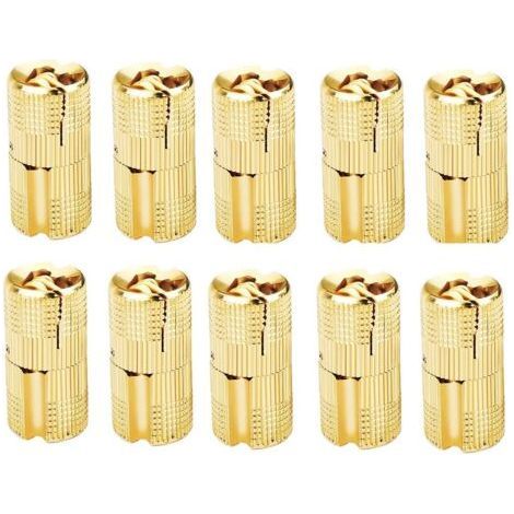Lot de 10 charnières cylindriques en laiton invisibles dissimulées pour portes en bois, armoires, caravanes, 10 mm (1/5)