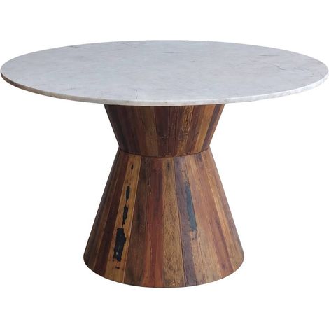 Table à manger en bois recyclé et en marbre Anya (1/5)